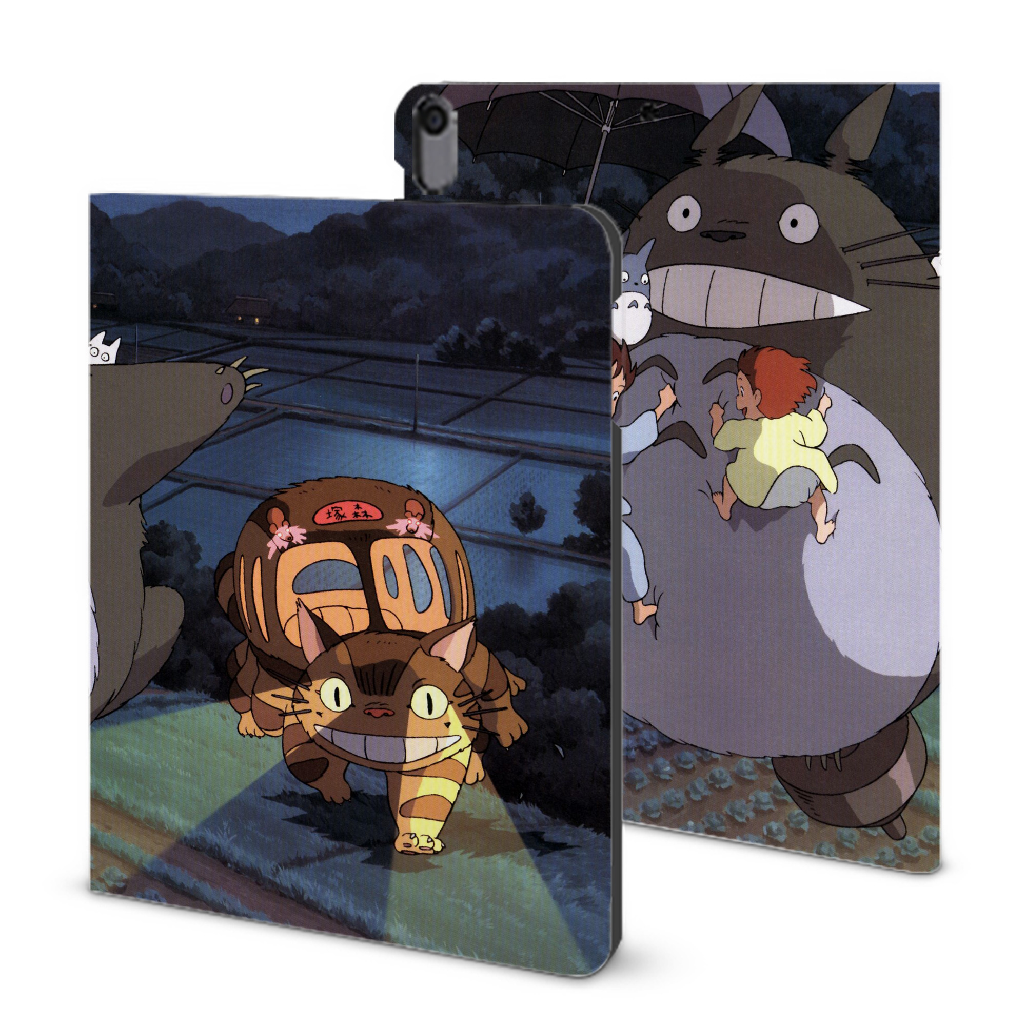（画像用） となりのトトロ 草壁メイ 草壁サツキ My Neighbor Totoro Satsuki Kusakabe Mei Kusakabe IPad ケース ブック型 PUレザー TPU 耐衝撃 軽量 薄型 ペン収納なし 全面保護 IPad 各モデル対応